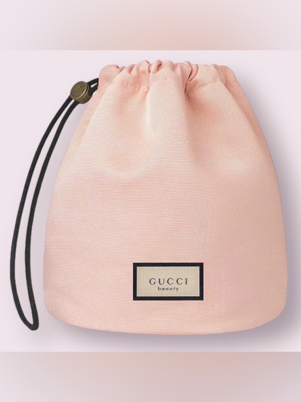Light-Pink Gucci Beauty (Scrunch-Top) Cosmetic-Makeup Mini Bucket Bag